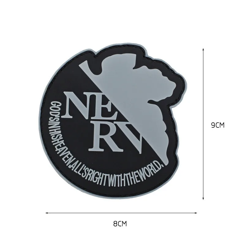 Brazalete de PVC Evangelion NERV, parches tácticos militares, insignia de moral luminosa azul marino, gancho y bucle rojo en mochila, pegatinas para ropa - imagen 2