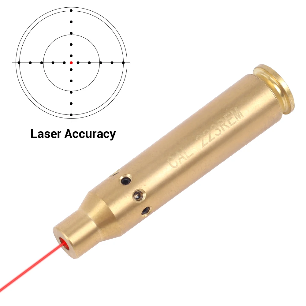 Mira láser de punto rojo táctico para 9mm 223Rem Boresighter caza pistola Rifle cartucho puntero láser de latón accesorios Airsoft - imagen 3