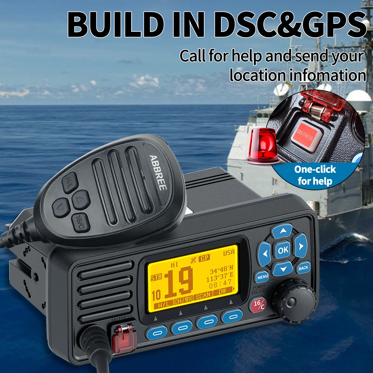 ABBREE AR-509MG radio VHF marina impermeable con GPS montaje fijo - imagen 4