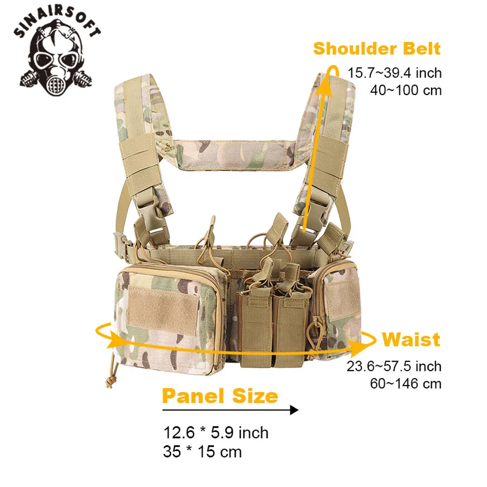 SINAIRSOFT CS Match Wargame TCM Chest Rig Airsoft chaleco táctico paquete revista bolsa funda sistema Molle cintura hombres Nylon caza - imagen 2