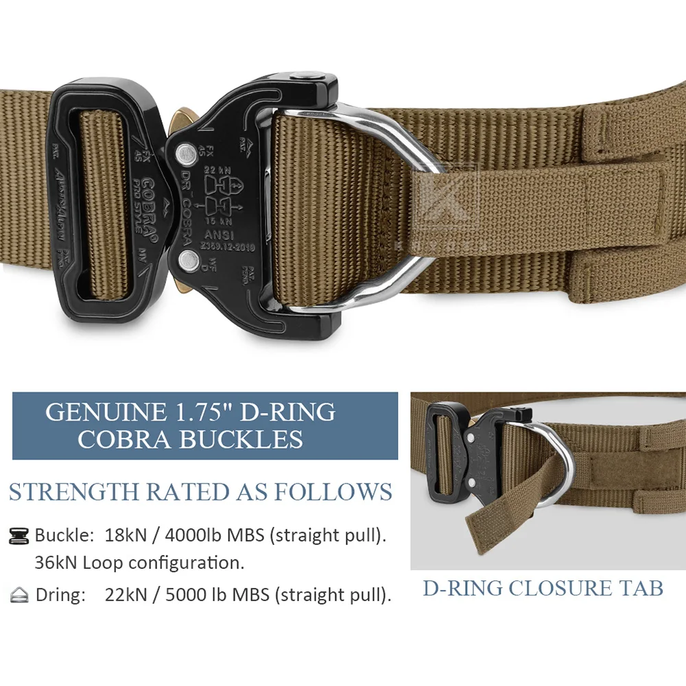 KRYDEX cinturón táctico Original Cobra hebilla Rigger hombres MOLLE cinturón 1,75 "interior 2" exterior cinturones de rango resistentes para caza al aire libre - imagen 2