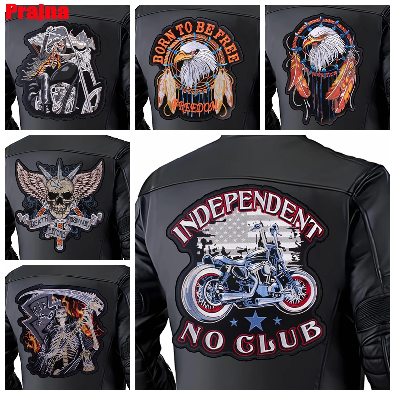 Chaquetas de cuero, pantalones vaqueros, parches bordados con espalda grande, parche DIY Punk Biker para motocicleta, parches para planchar para ropa, insignias de costura