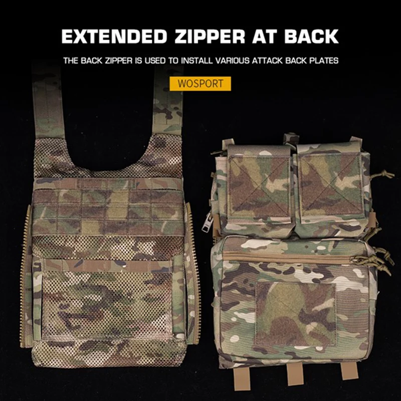WOSPORT-Chaleco táctico de entrenamiento táctico compacto MOLLE, aparejo de caza para juegos al aire libre, equipo de utilería de película, portador multiusos de colores - imagen 3