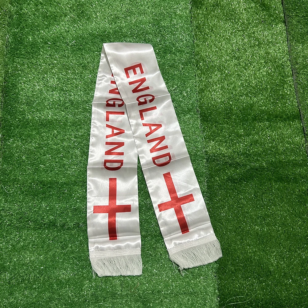 Bufanda de bandera de cielo de Inglaterra para fanáticos del fútbol, bufanda con borla de Inglaterra, decoración de fiesta deportiva, Equipo Nacional impreso doble, 14x130cm - imagen 2