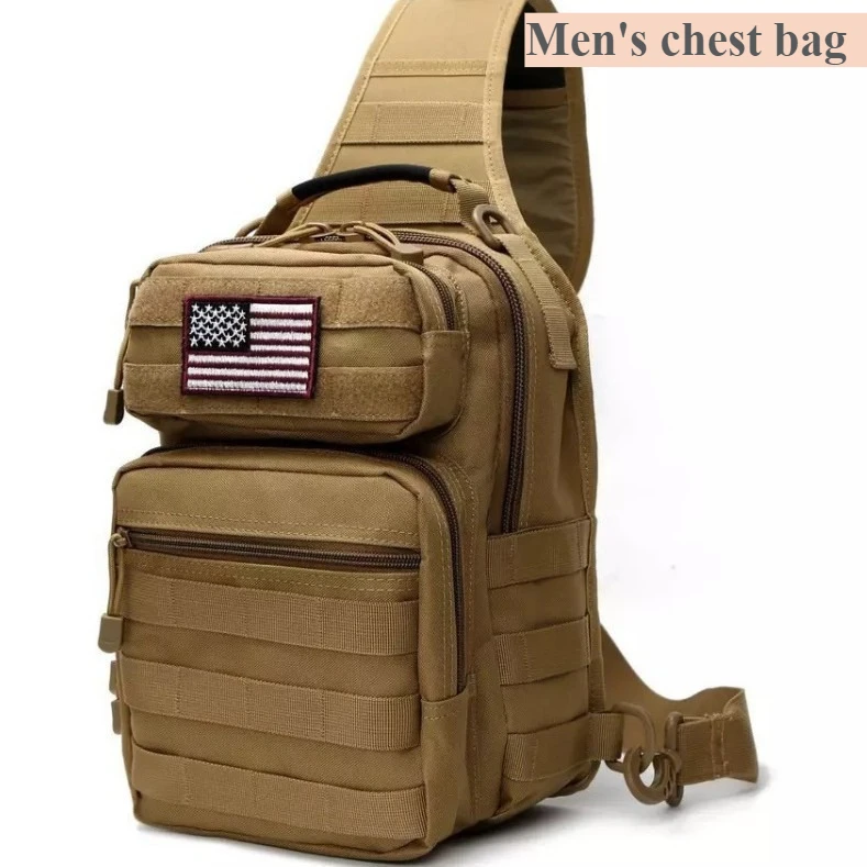 Bolso de pecho de viaje para ocio al aire libre, bolso de hombro de tela Oxford de Color sólido para hombre, bolso cruzado de camuflaje multifuncional