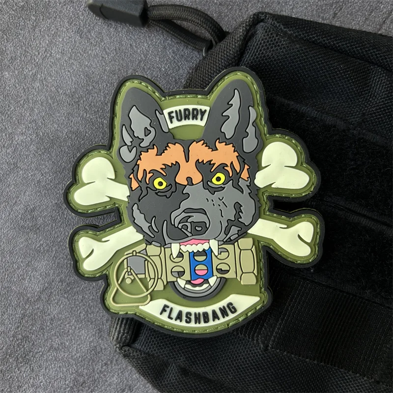 Parche táctico peludo Flashbang K9 para perro, parche de PVC para ropa, insignia de moral, gancho, parches militares, accesorios para mochila, brazalete - imagen 2