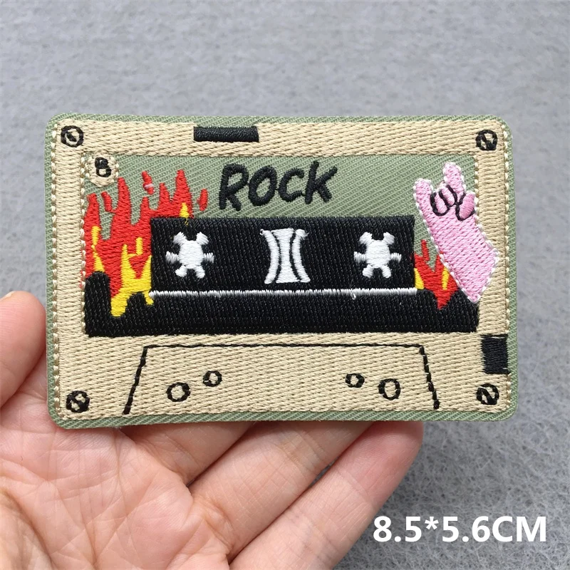 Parches de disco óptico de música bordados Punk Rock en la ropa, auriculares, rayas de guitarra, parches para planchar para ropa, pegatinas DIY - imagen 5