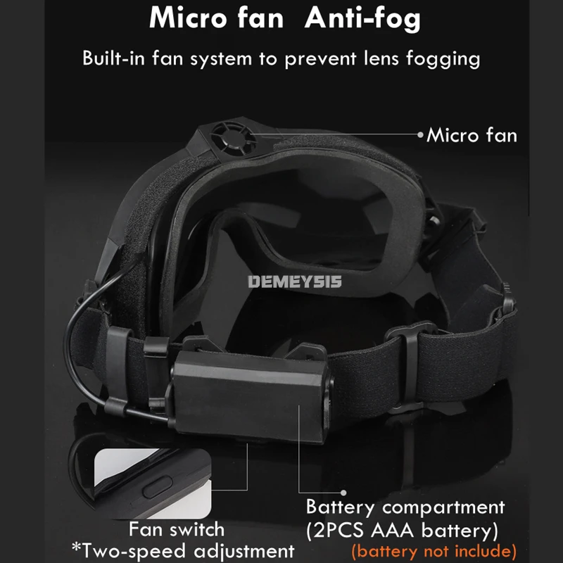 Gafas tácticas antivaho ventilador integrado airsoft - imagen 5