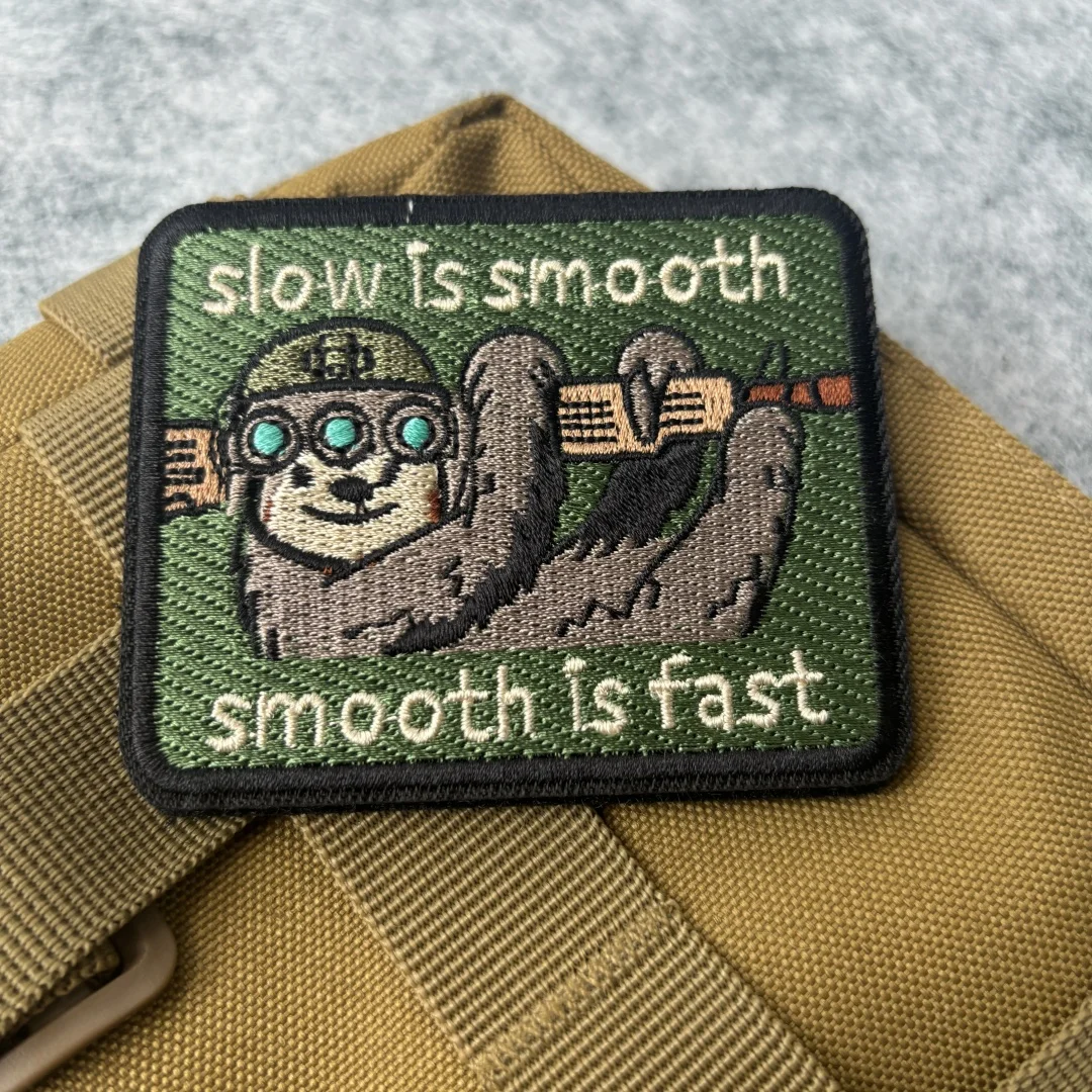 Lento es suave, suave, es rápido parche táctico perezoso bordado gancho y bucle emblema insignia de moral militar brazalete mochila pegatinas - imagen 2