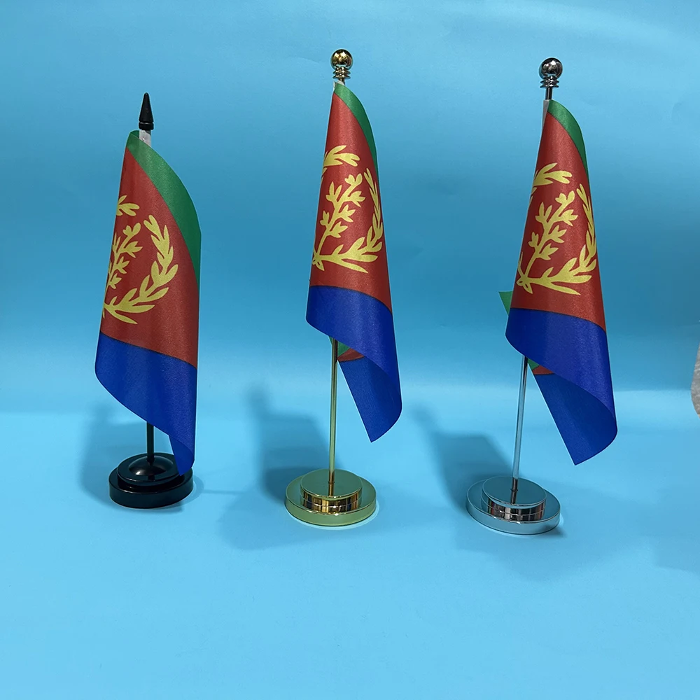 BANDERA DE SKY, bandera de escritorio de oficina de Eritrea, 14x21cm, poliéster, bandera nacional de Eritrea, pancarta de país, adornos de escritorio, banderas