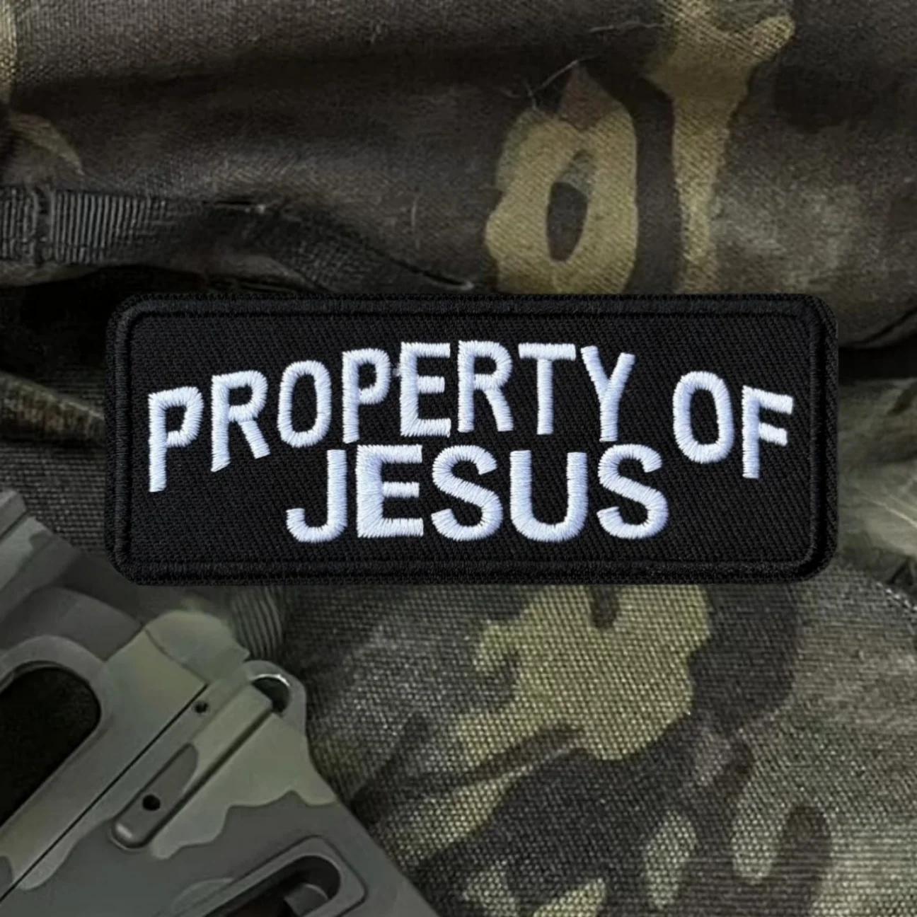Insignia de moral de PROPERTY OF JESUS, parches bordados cristianos para ropa, apliques tácticos personalizados, pegatina para mochila con gancho y bucle - imagen 2