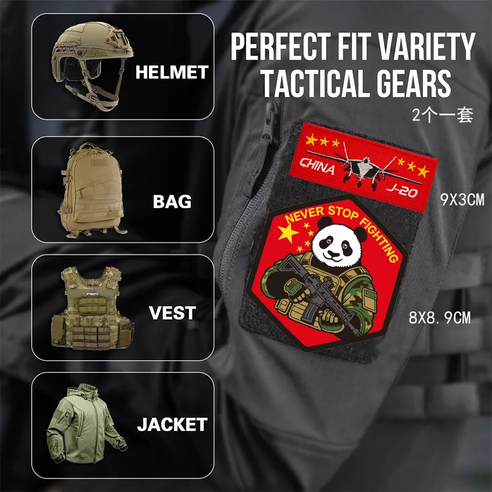 Parche Bordado con Diseño de Avión de la Serie J-20 de la Legión Panda de la Fuerza Aérea China, Insignia de Brazalete Tejida - imagen 2