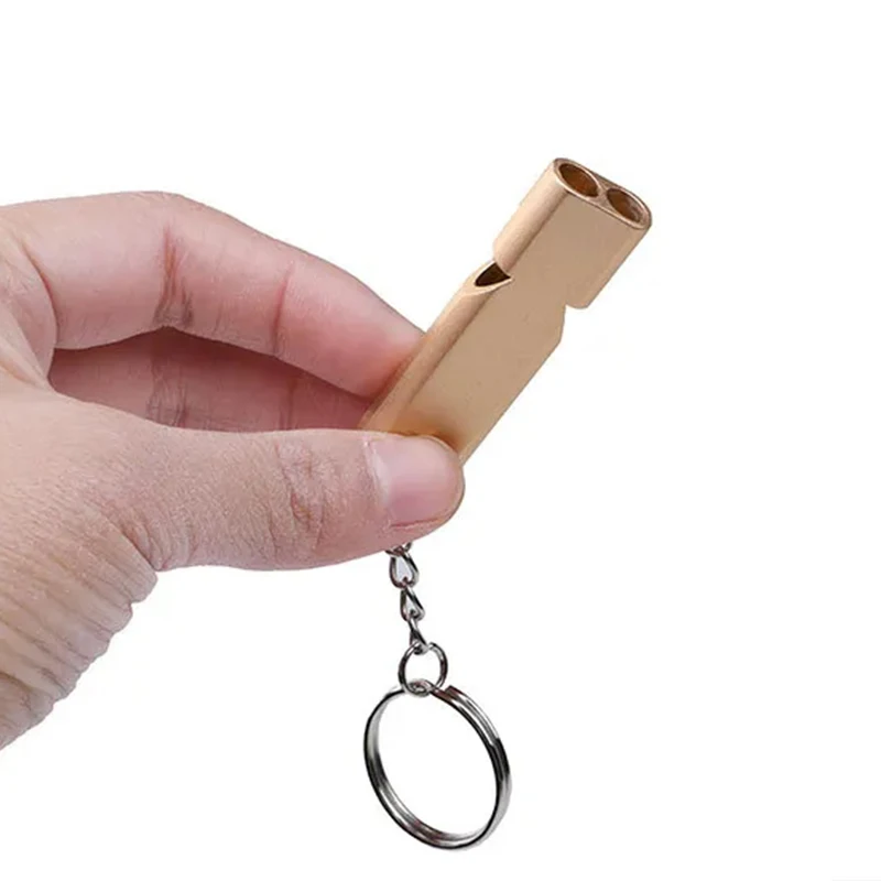 Silbato de supervivencia al aire libre, aleación de aluminio, Metal, doble agujero, Tweetersurvival Whistle de alta frecuencia, herramienta de rescate de alta decibe de 150db - imagen 3