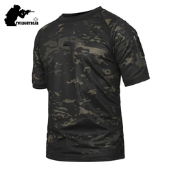 Camisetas de secado rápido de verano para hombre, camisetas tácticas Airsoft, camisetas de camuflaje, ropa de caza al aire libre, camisas de Camping A2F32
