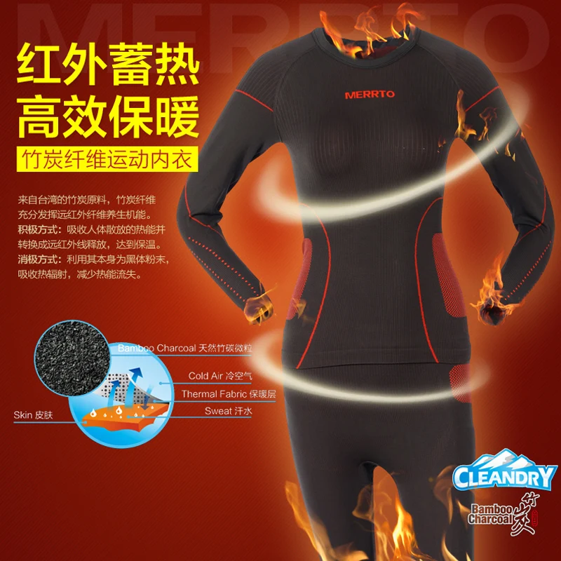MERRTO Hking ropa interior para hombre, deportes al aire libre, camisas de esquí, pantalones cálidos, conjunto de ropa interior de secado rápido, sudadera de ciclismo ventilada para mujer - imagen 5