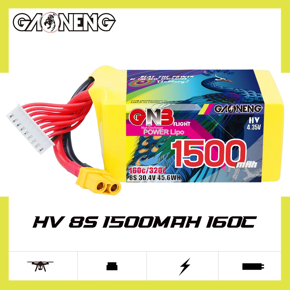 Batería Lipo GNB 4S 6S 8S 160C/320C para Dron de carreras FPV Quadcopter piezas de helicóptero HV 15,2 V 22,8 V 30,4 V batería recargable - imagen 5