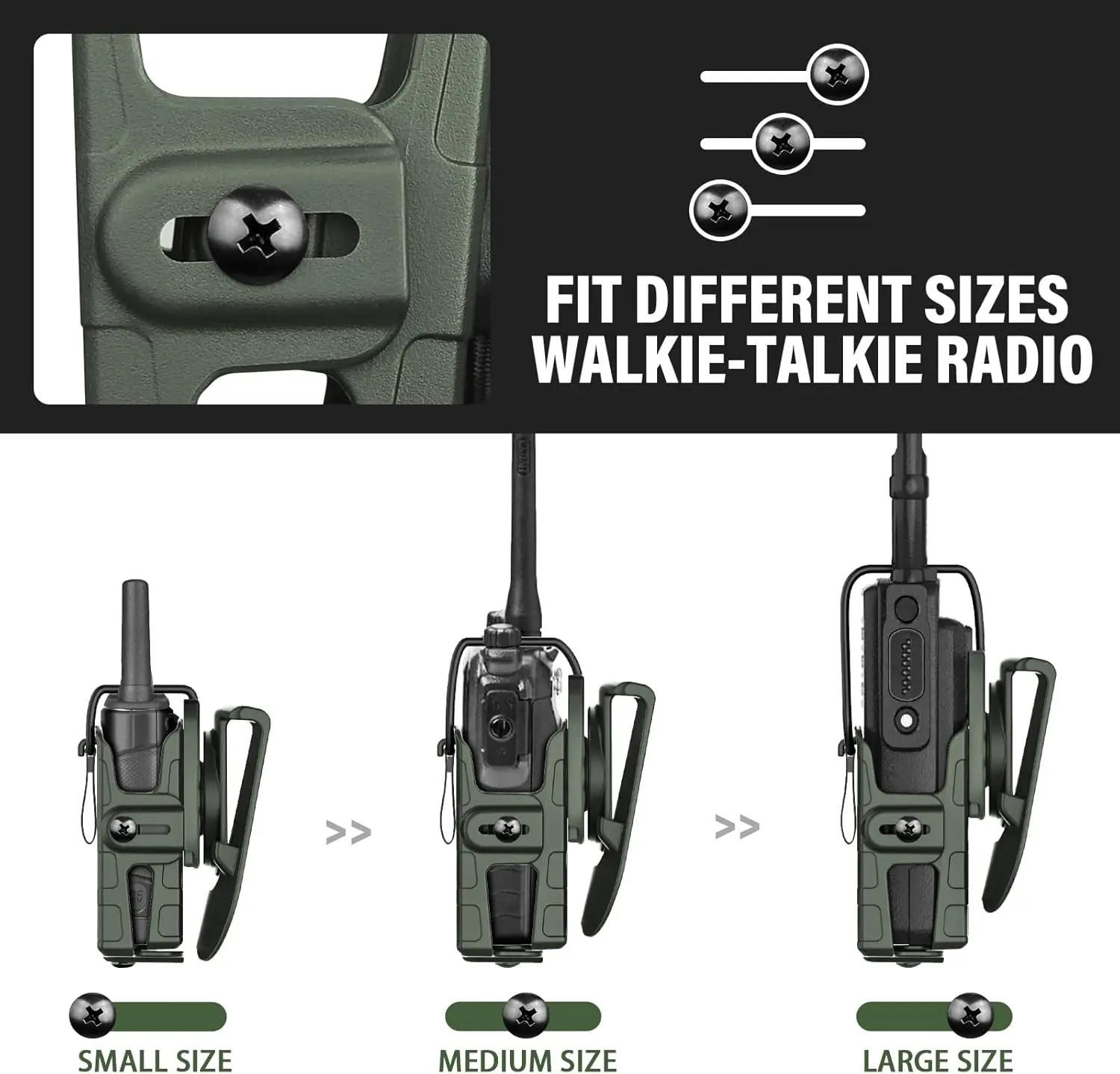 Funda de radio Walkie talkies bidireccionales, bolsa de radio para Motorola, Kenwood, HYTERA, accesorios de radio Law, ajustable, verde - imagen 3