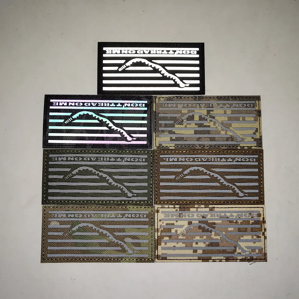 Moral reflectante IR tela Gadsden bandera no pise en el brazalete patrón de serpiente pegatina de mochila parche de gancho y bucle en la ropa - imagen 3