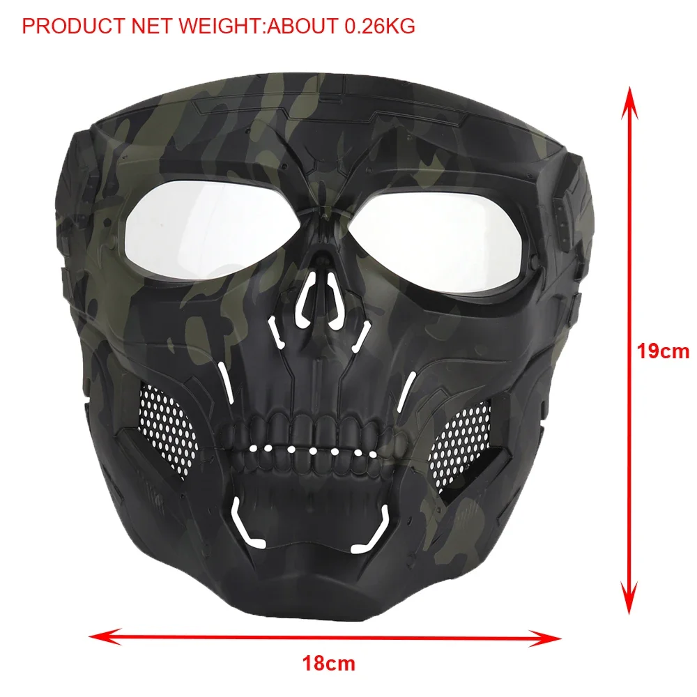 Máscara de fiesta con esqueleto de Calavera, máscaras de cara completa con gafas, suministros para fanáticos, máscara deportiva para Halloween, Paintball, Cosplay de Airsoft - imagen 3