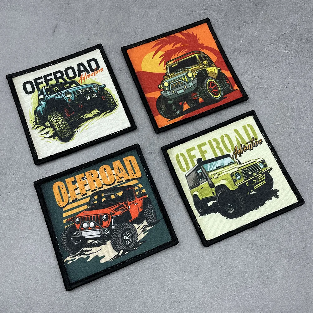 Parche de insignia de moral con estampado UV para vehículo todoterreno, equipo de acampada, brazalete personalizado, pegatina para mochila con gancho y bucle
