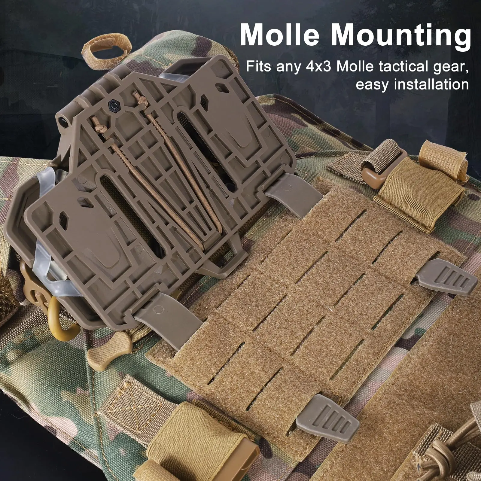 Soporte táctico Molle para teléfono, soporte de placa Airsoft, accesorios para chaleco, soporte Universal para el pecho del teléfono para teléfonos de tamaño de pantalla de 4,7 "-6,7" - imagen 4