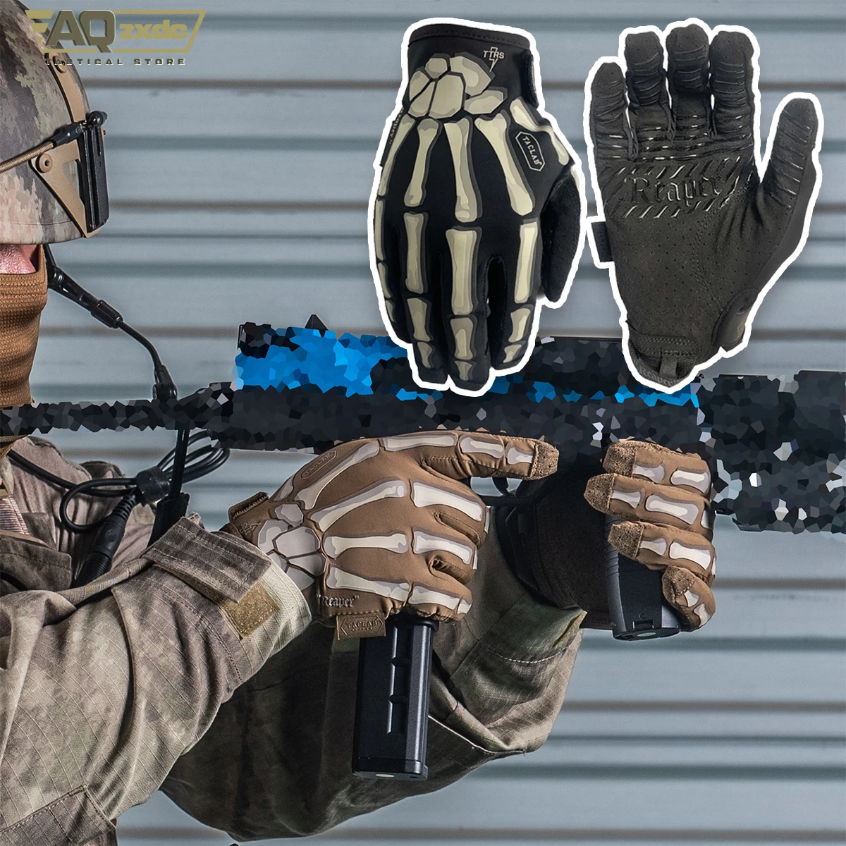 AQzxdc Cod Ghost Mask V2 Set Auriculares Tácticos Guantes Fantasma - imagen 5