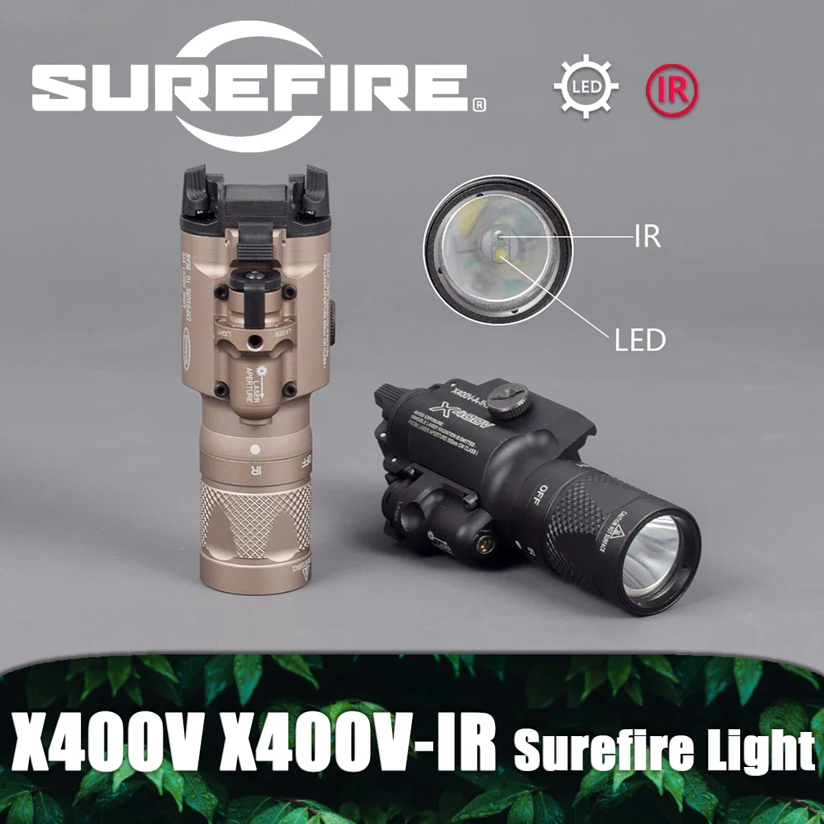 SureFire táctico X400 X400V XA00V-IR LED estroboscópico linterna láser roja Airsoft arma colgante luz de caza para pistola riel de 20mm