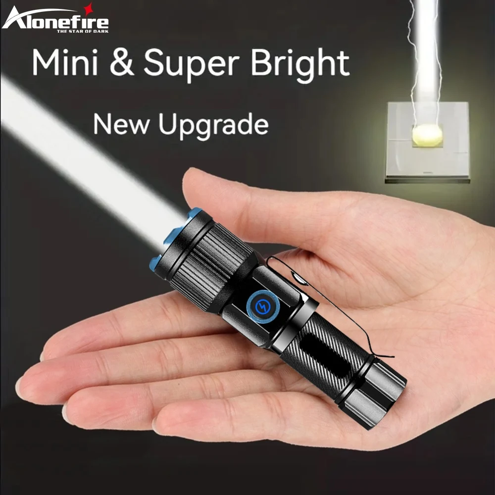 Linterna táctica mini recargable USB-C zoom haz blanco larga distancia - imagen 3