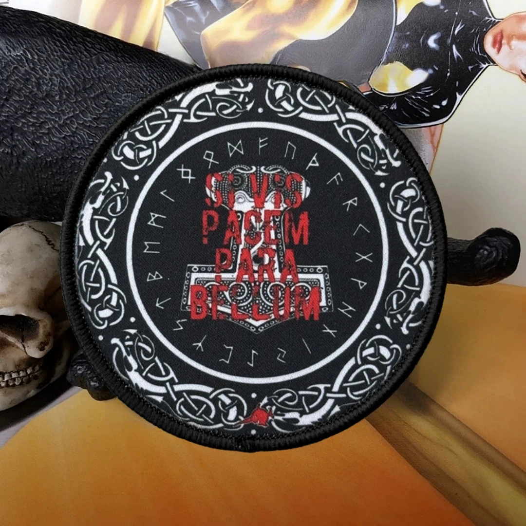 Parche táctico Hammer Morale "SI VIS PACEM PARA BELLUM", parches de gancho impresos para ropa, equipo militar, pegatina para mochila - imagen 5