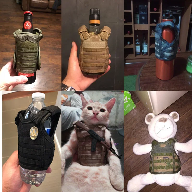 Chaleco táctico para cerveza, minichaleco Molle militar para caza, Enfriador de bebidas, botella de vino, correa de hombro ajustable - imagen 4