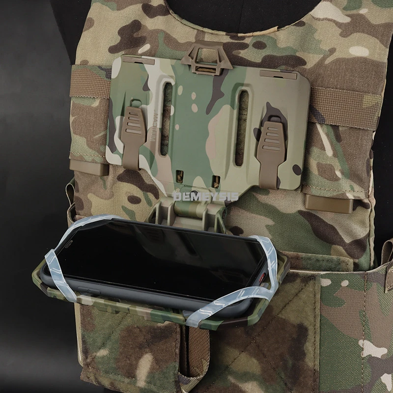 Soporte táctico MOLLE para teléfono, tablero de navegación plegable, equipo de sujeción para teléfono móvil, chaleco de caza Airsoft, bolsa de pecho, accesorios de Panel administrador - imagen 5