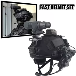 Conjunto de casco táctico, casco de Paintball para exteriores con señal, linterna, paquete de batería, auriculares Airsoft, gafas, modelo NVG para caza