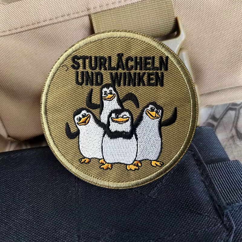 Parche táctico bordado pingüino velcro gancho y bucle para ropa