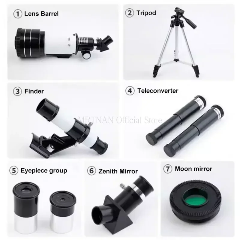 Telescopio astronómico profesional para el espacio, Monocular grande de 70mm, binoculares potentes de tiempo 150, visión nocturna, estrella para acampar - imagen 5