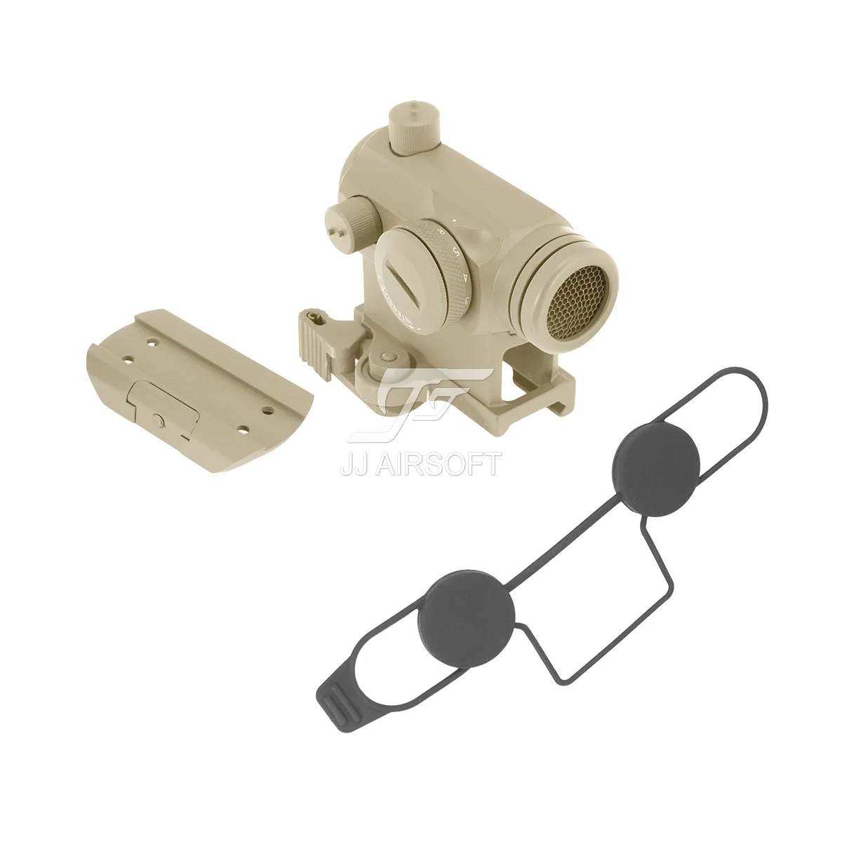 JJ Airsoft Micro 1x24 punto rojo con montaje elevador QD, montaje bajo y Killflash / Kill Flash (negro/bronceado) - imagen 5