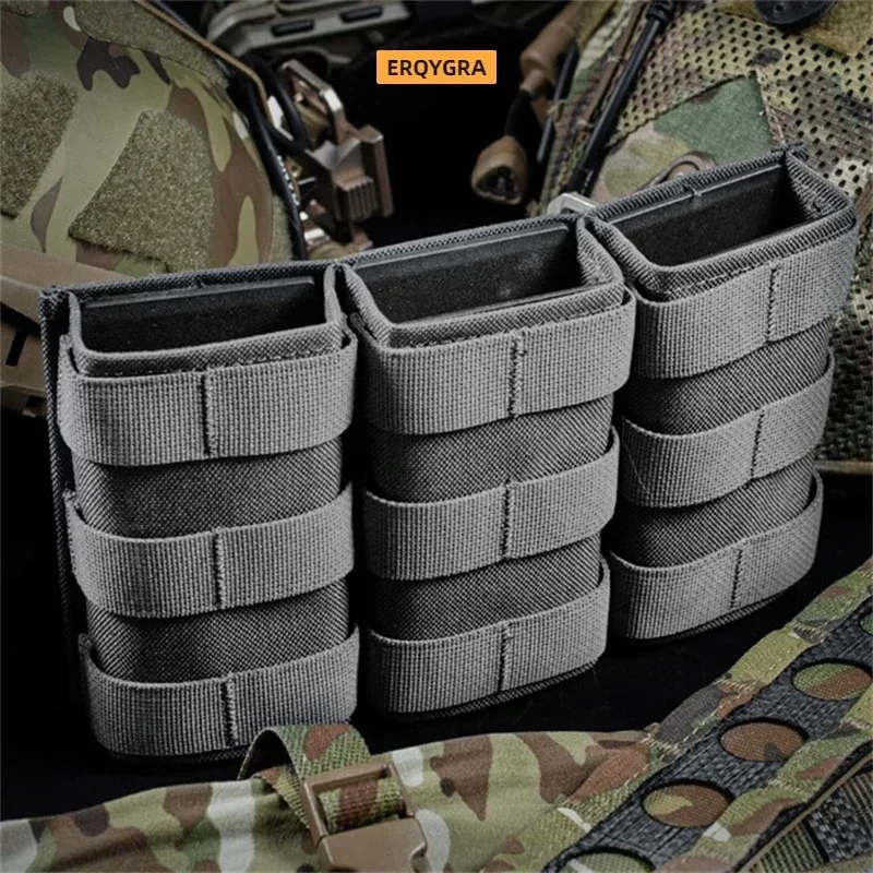 ERQYGRA-fundas de caza tácticas, bolsa Molle Triple Mag rápida 7,62, bolsa larga, pistola, revista, Paintball, accesorios para sistema Airsoft - imagen 3