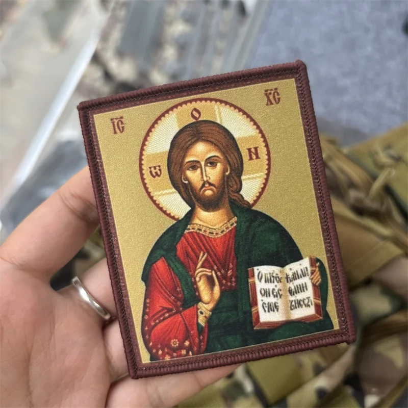 Parche táctico con estampado de Jesucristo para ropa, insignias de moral, parches militares con gancho, pegatinas para mochila - imagen 3