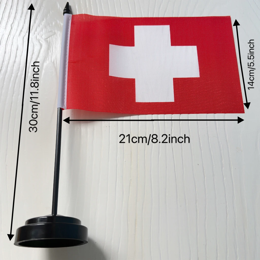 Bandera suiza de escritorio de oficina de 14x21cm, pancarta de poliéster, bandera nacional suiza para decoración - imagen 3