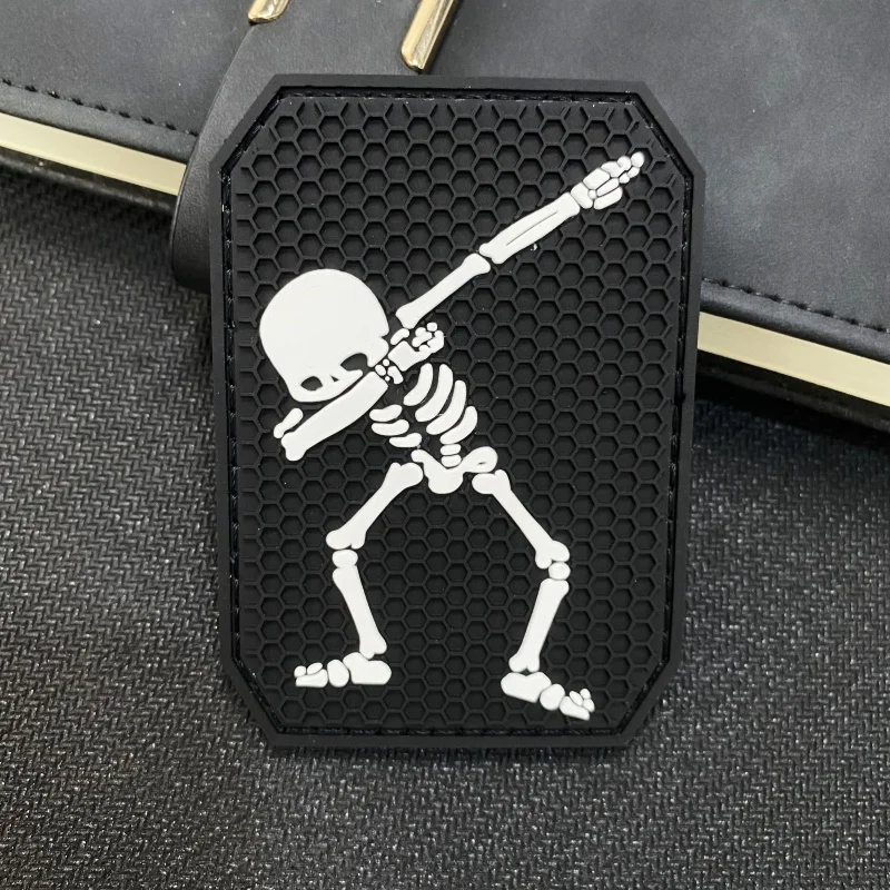 Parche bordado de esqueleto de baile, Parche de velcro, emblema de calavera Social, insignia de moral Punk Rock, pegatinas tácticas de mochila - imagen 5