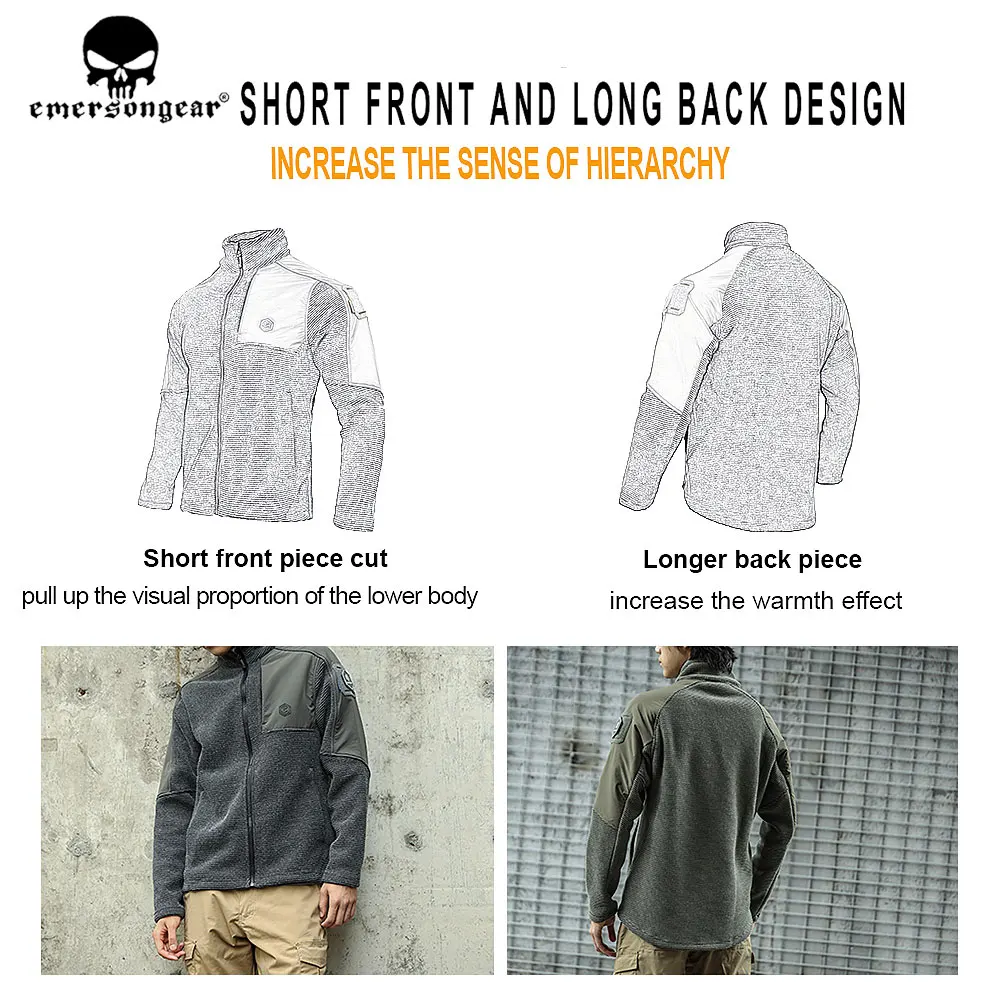 Emersongear-Chaqueta de lana de ante para hombre, cortavientos con cremallera, abrigo cálido para caza, senderismo, prendas de vestir, EMB9593 - imagen 5