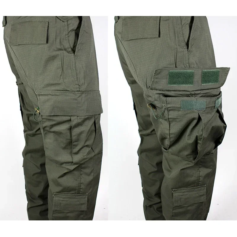 Conjuntos de uniformes tácticos para hombre, traje de camuflaje, camisa de entrenamiento de caza al aire libre, pantalón, Tops, pantalones Cargo de servicio, Olive Drab - imagen 5