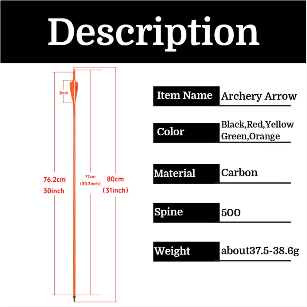 6/12 Uds flechas de carbono mezcladas 30 pulgadas columna vertebral 500 ID6.2mm eje compuesto arco recurvo caza objetivo práctica flechas profesionales - imagen 2