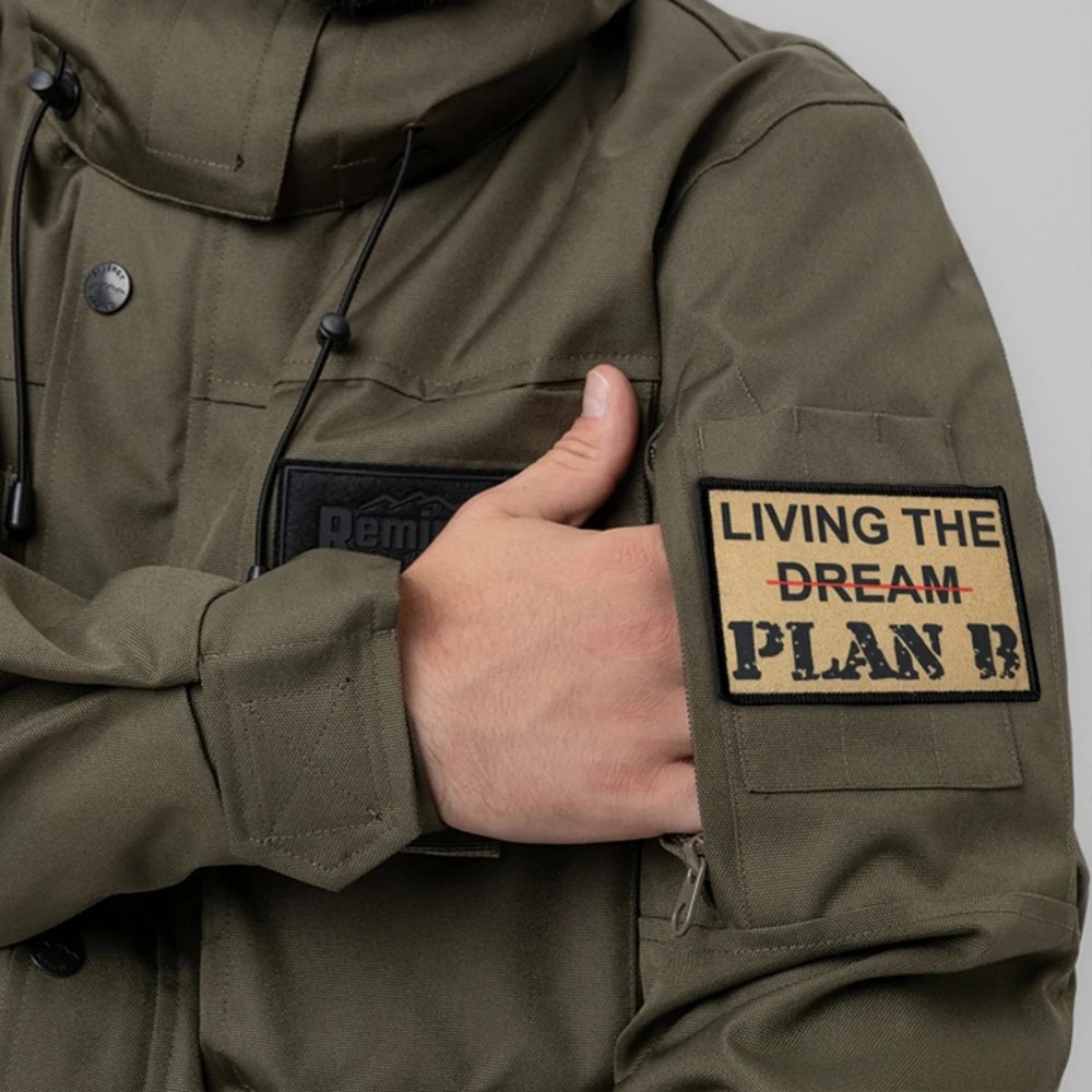 Parches tácticos Living the Dream para ropa, parche de gancho y bucle PLAN B, insignia de moral militar, apliques de combate, pegatinas para mochila - imagen 4