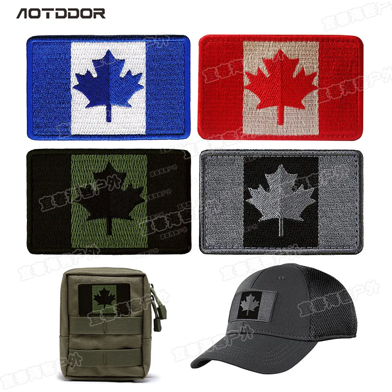 Parches bordados con insignia de brazalete bordado con bandera canadiense Quebec para ropa, parches militares para costura de ropa - imagen 2