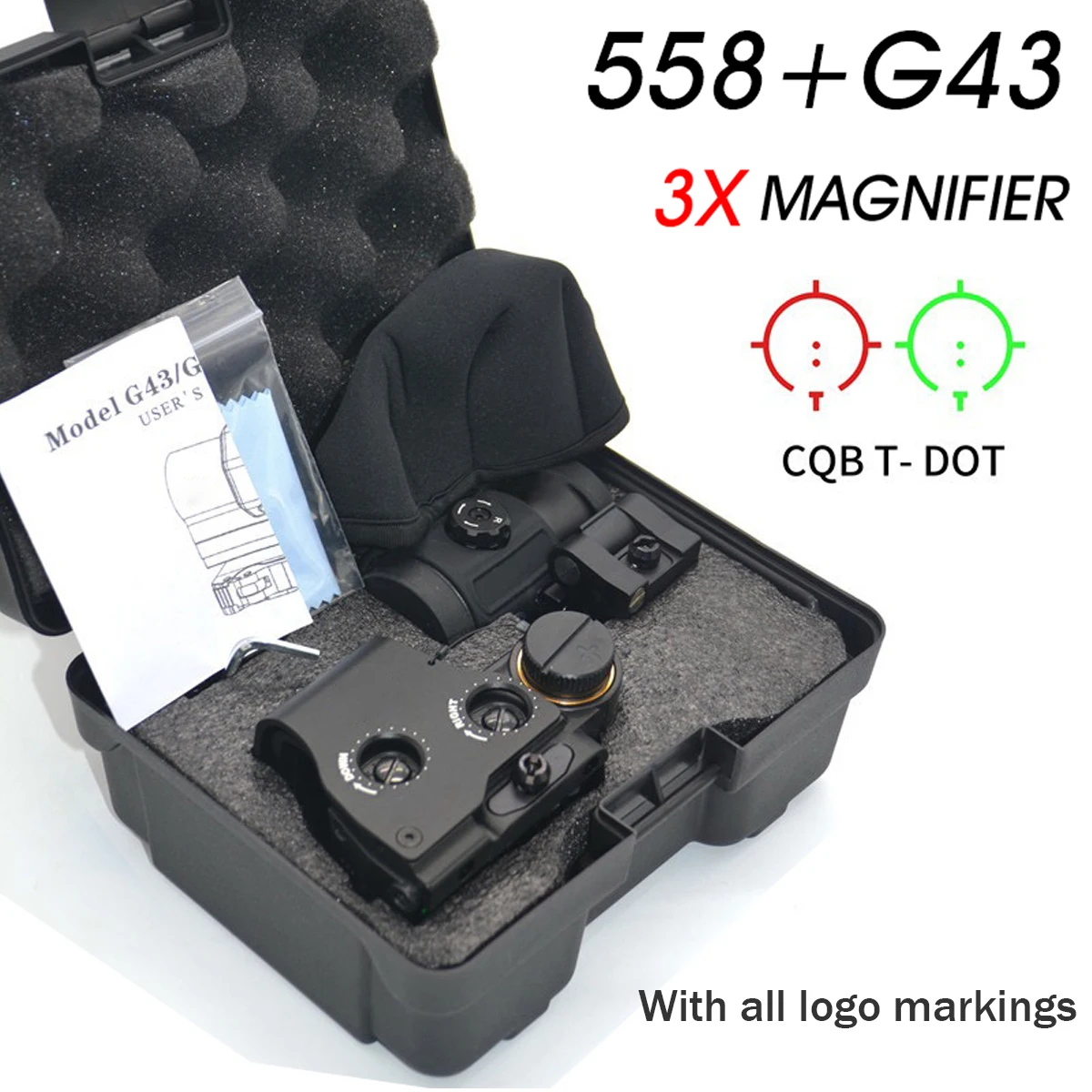 ET CH 558 + G33/G43/G45 Mira holográfica verde punto rojo 3x5x airsoft - imagen 4