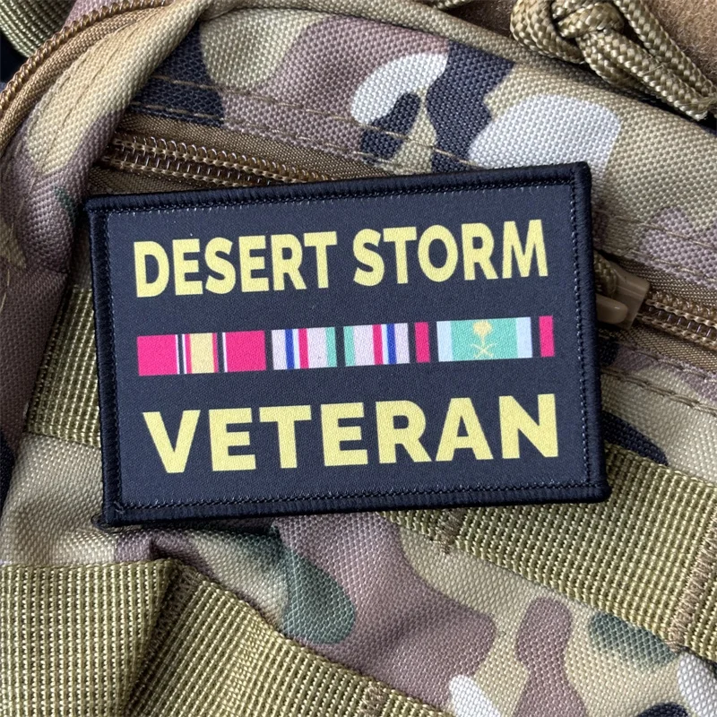 Parche táctico de tormenta del desierto para ropa, brazalete impreso, insignia de moral, parches de bucle de gancho, pegatinas para mochila - imagen 2