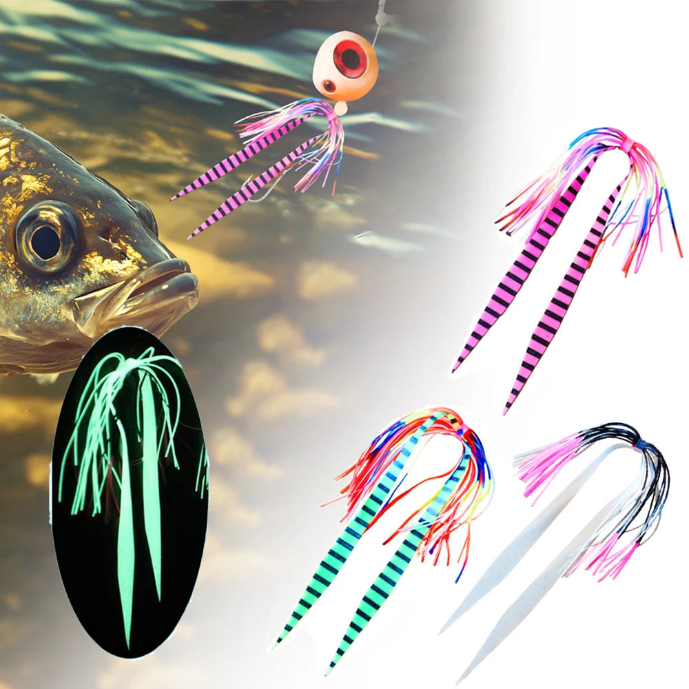 10 Uds. De remolques de anzuelo que brillan en la oscuridad, falda de goma de silicona, señuelo de pesca, remolques giratorios, atado de Jigging, accesorios de pesca