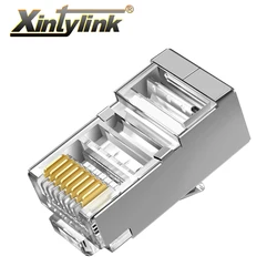 Xintylink Conector RJ45 Cat6 blindado macho chapado oro 8P8C STP