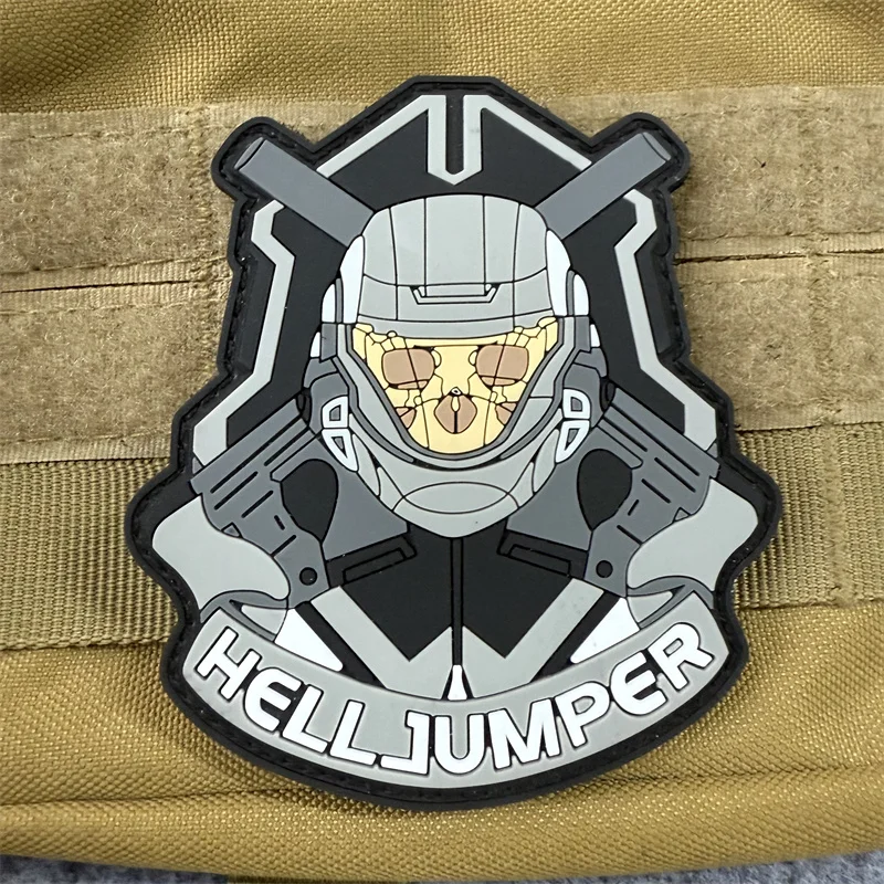 Hell Jumper-Parche táctico de PVC, insignia de moral de calavera, brazalete militar, gancho y bucle, mochila para exteriores, accesorios para sombrero, pegatinas