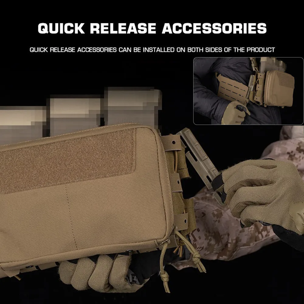 Bolsa táctica Triple para revistas, chaleco de caza multiusos, aparejo para el pecho, Panel frontal, liberación rápida, Molle AR M4, Airsoft Mag Bag Gear - imagen 5